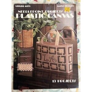 Leisure Arts Needlepoint 13 Projects for Plastic Canvas #138 1978 Vintage Tote